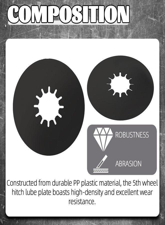 TonGass (2 Pack, Black) 5th Wheel Hitch Lube Plate 10in RV Camper Trailer Fifth Wheel Plate Wheel Accessories for 5th Wheel Trailer Safety Kit - Image 5